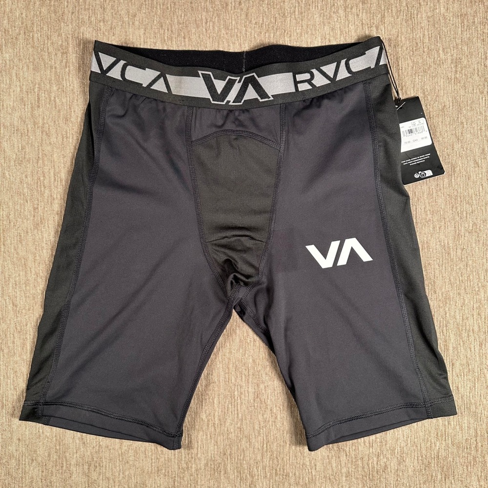 RVCA Sport Mens Compression Shorts Black Recycled Fibers YWS00243 Size M NWT